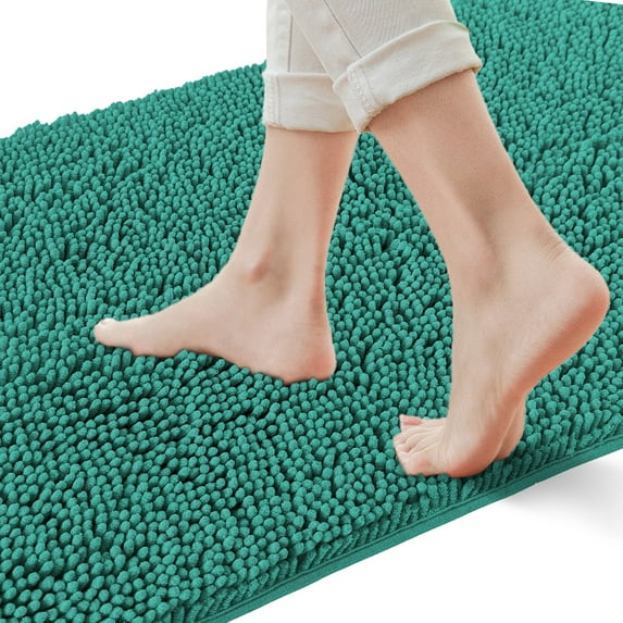 Yujoon Super Soft Chenille Bathroom Rug Non-Slip Absorbent Machine Washable Bath Mat, 24"x44", Teal