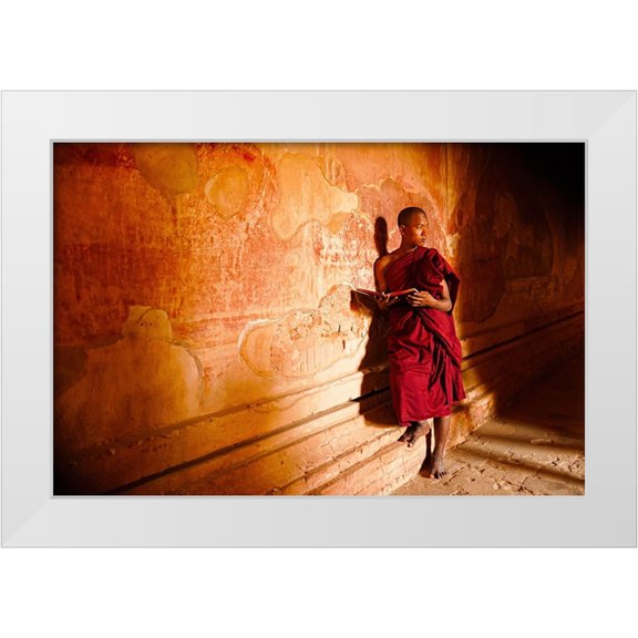Yuk Kong, John 32x23 White Modern Wood Framed Museum Art Print Titled - A monk in the monastery
