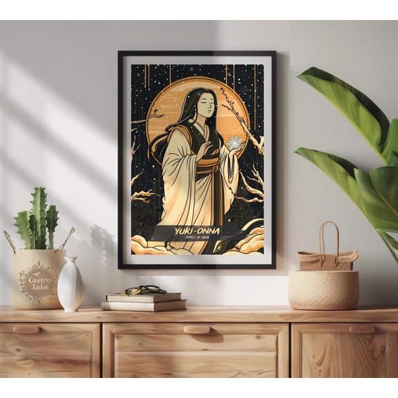 Yuki-Onna Japanese Snow Spirit Wall Art Print, Mythology Art