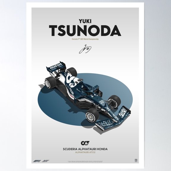 Yuki Tsunoda F1 2021 Alphatauri Car Design Poster Wall Art, Modern Wall Decor, 12x18 UNFRAMED