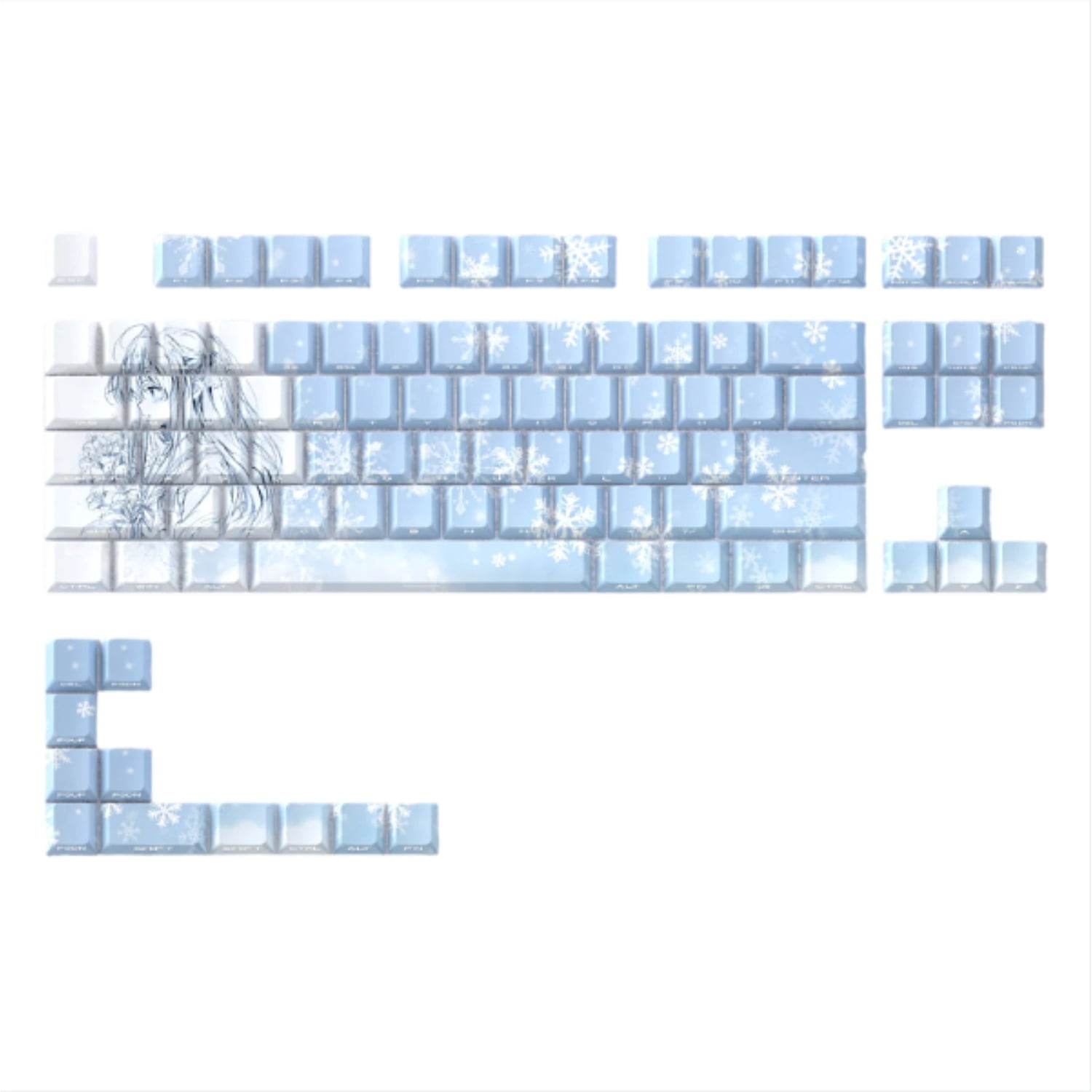Yukino Side-Printed Shine-Through Keycaps, PBT Dye-Sublimation Keycap Set Compatible with Ace68/mad60/Wooting 60HE/ATK68/A75 Mechanical Keyboards