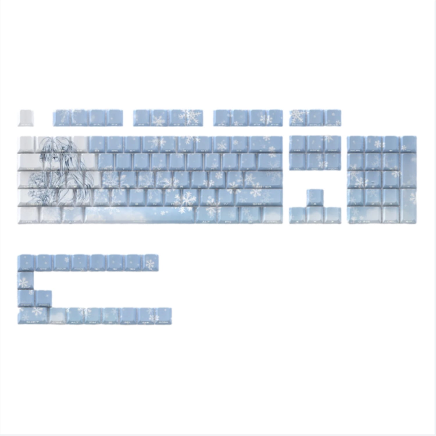 Yukino Side-Printed Shine-Through Keycaps, PBT Dye-Sublimation Keycap Set Compatible with Ace68/mad60/Wooting 60HE/ATK68/A75 Mechanical Keyboards