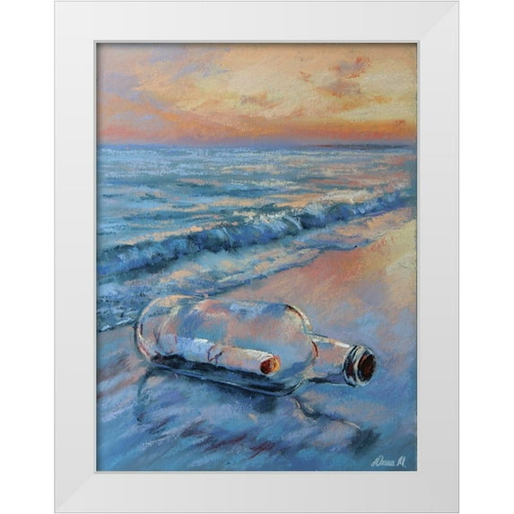 Yukish, Marina 12x14 White Modern Wood Framed Museum Art Print Titled - Message in a Bottle