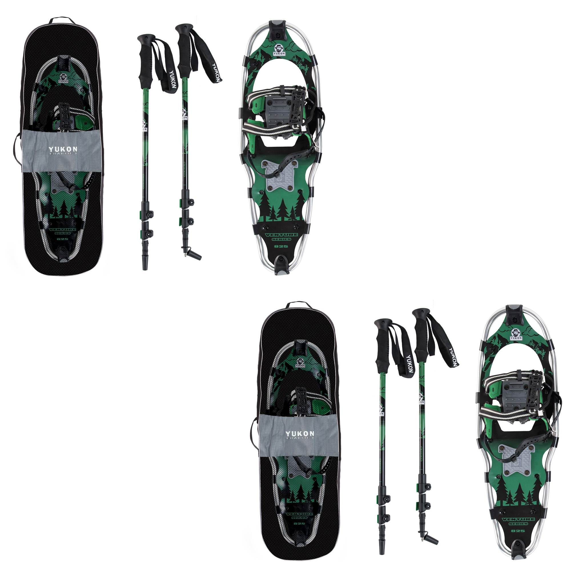 Yukon Charlie's Advanced 9x30 Inch Snowshoe Kit w/ Aluminum Poles & Bag