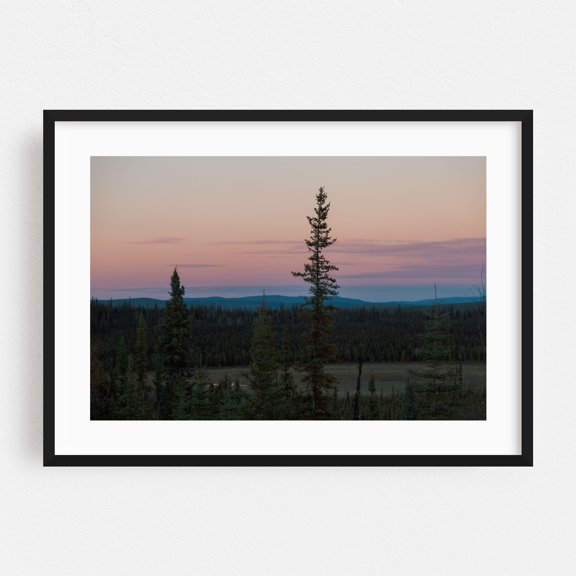 Yukon Evening - Yukon Canada Photography Forest Sunset Nature Landscape Wilderness Scenic Woodland Black Framed Wall Art Print 5 x 7 inches