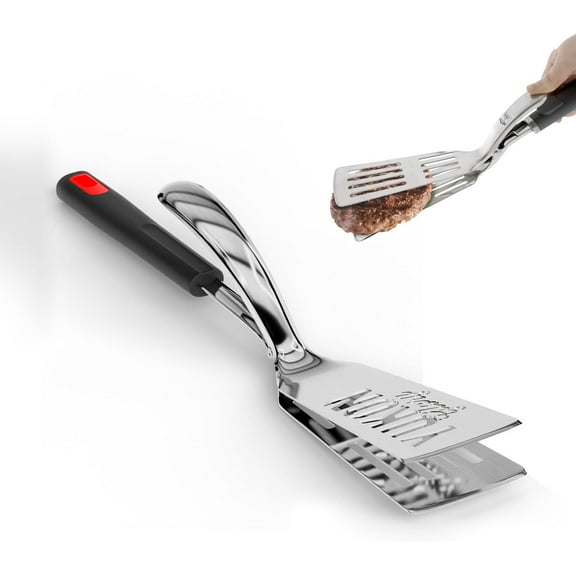 Yukon Glory 2-in-1 Stainless Steel Tongs-Spatula, Griddle Barbecue Kitchenware