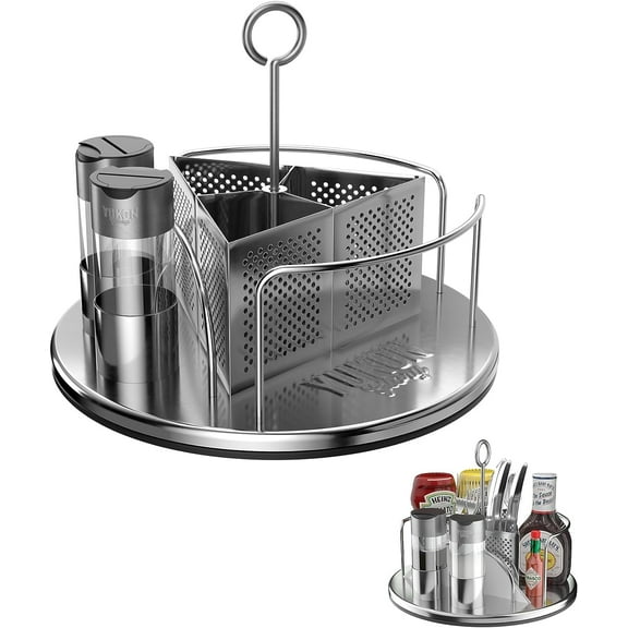 Yukon Glory Lazy Susan for Table BBQ Caddy Spice Organizer & Utensil Holder