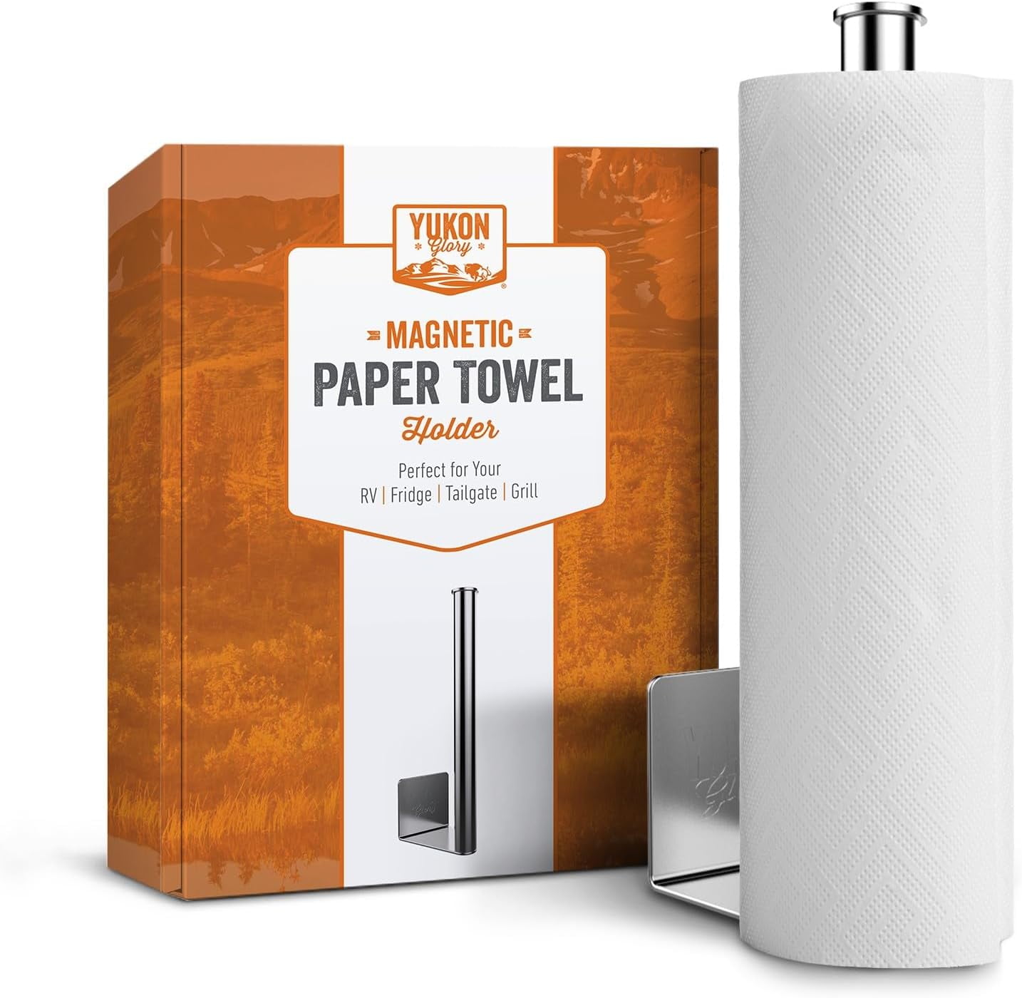 GOODBUY Paper Towel Holder, One- Handed Operation Paper Towel Holder Stand,  304 Stainless Steel Paper Towel Holder, Tension Arm Paper Towel Holder