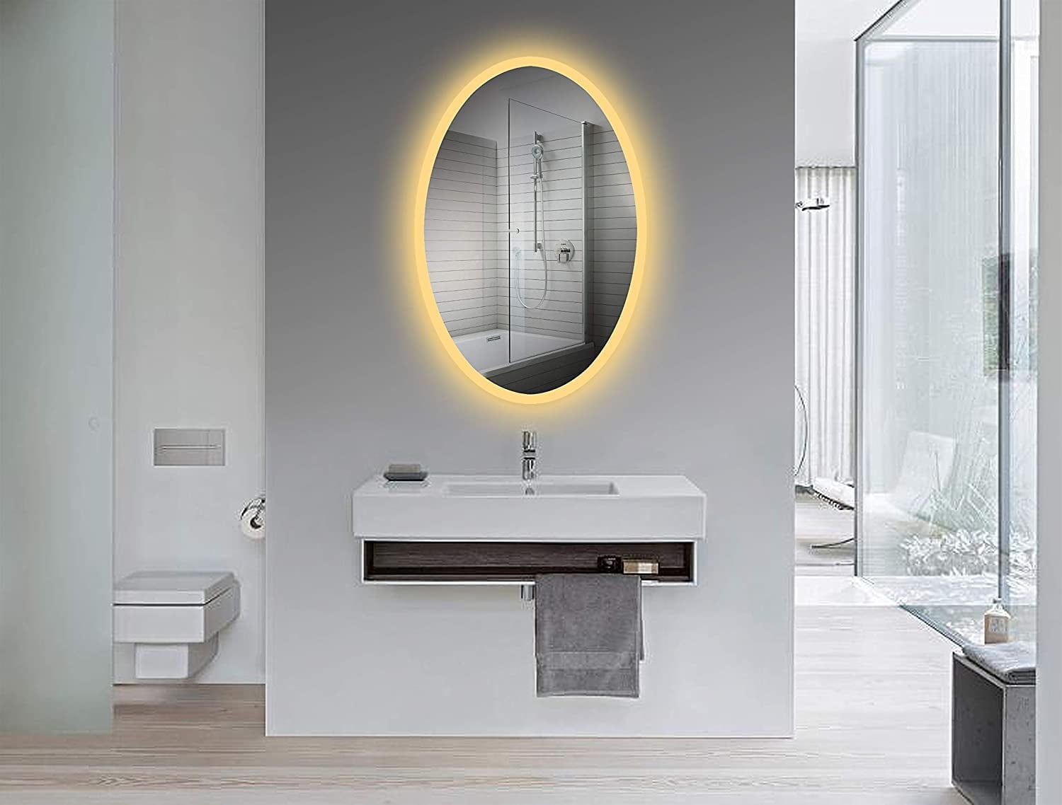 Yukon Rose 24"x36" Oval, LED Lighted. Wall Mounted, Vanity Mirror