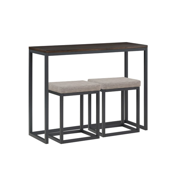 Yukon Walnut and Black Metal Counter Bar Set