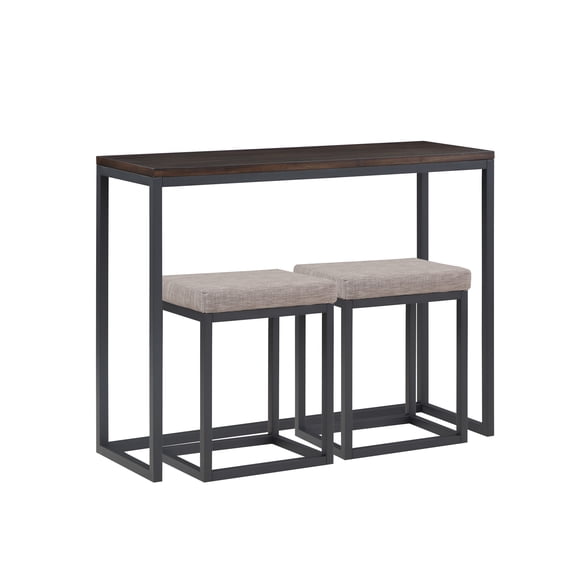 Yukon Walnut and Black Metal Counter Bar Set