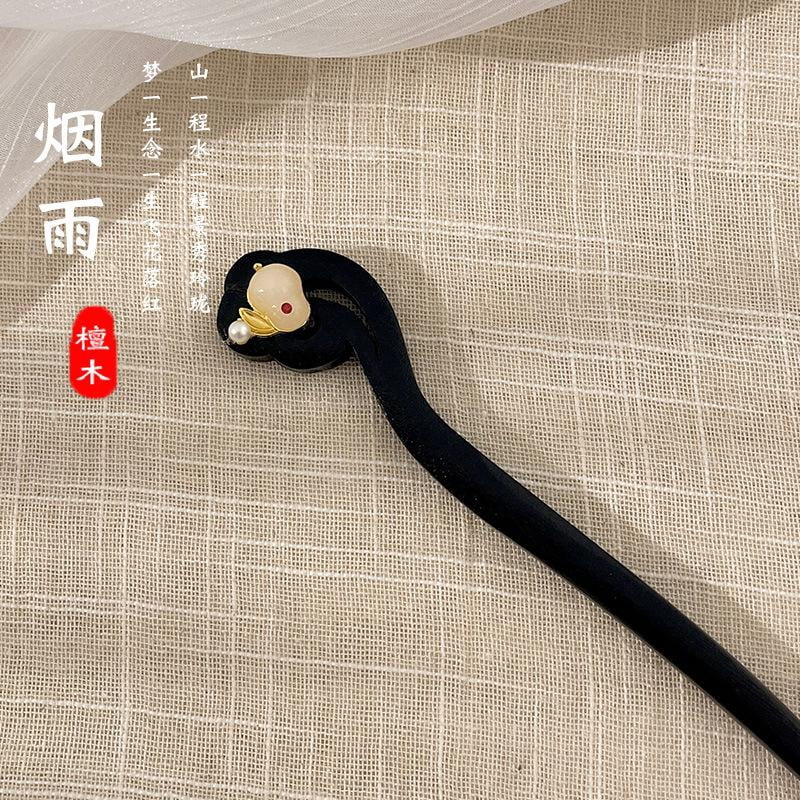 Sterling Silver Gold Vermeil Colorblock Chinese Style Hairpin With Bell Orchid Butterfly Pearl For Fashion Forward Women main image 1