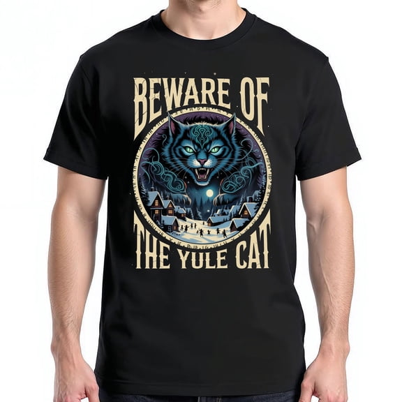 Yule Cat Christmas T-Shirt – Beware of the Yule Cat Scary Holiday Folklore Tee