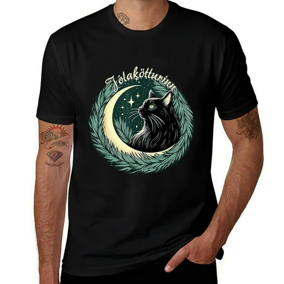 Yule Cat Jolakotturinn Icelandic Christmas Cat Love Feline Mens T Shirts Cotton Short Sleeve T-Shirt Crew Neck Tees Casual Shirt