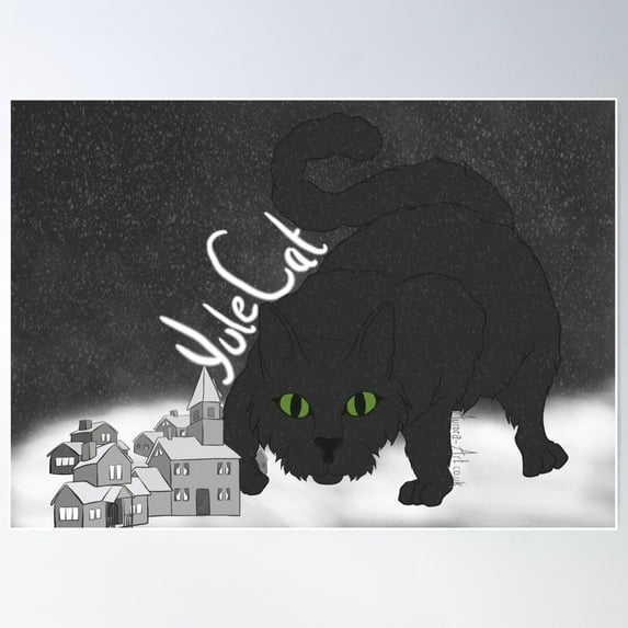 Yule Cat Poster Wall Art, Modern Wall Decor For Living Room Bedroom, 24x36 UNFRAMED