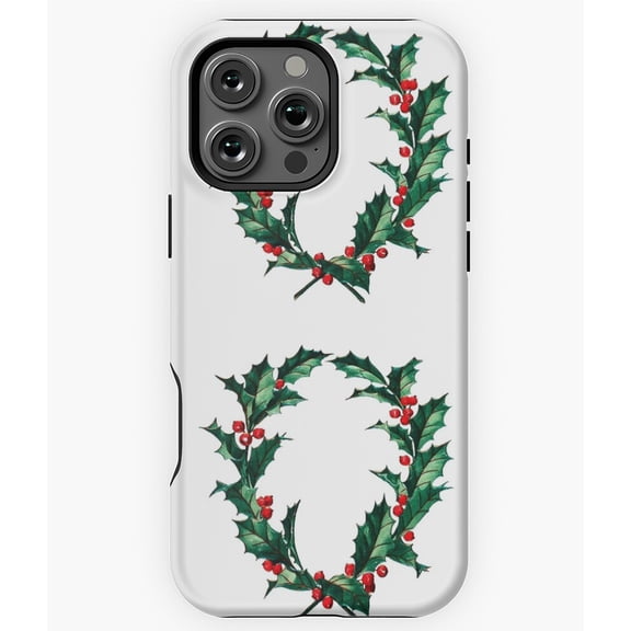 Yule Christmas Holly Berries Wreath Phone Case for iPhone 16 15 14 13 12 11 Pro Max