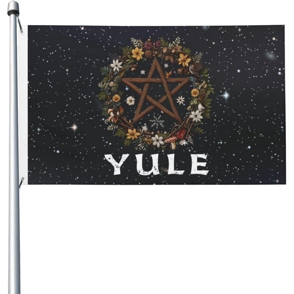 Yule Wreath Wiccan Pagan Xmas 3x5 Double Sided Flag Fade Resistant Banner Polyester Flag with 2 Brass Grommets For Indoor Outdoor80