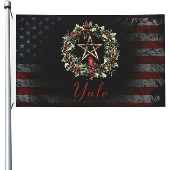 Yule Wreath Wiccan Pagan Xmas 3x5 Double Sided Flag Fade Resistant Banner Polyester Flag with 2 Brass Grommets For Indoor Outdoor93