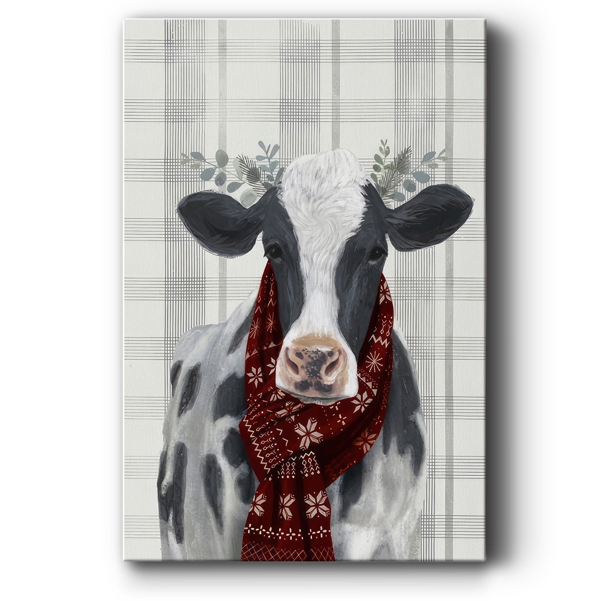 Yuletide Cow I- Gallery Wrapped Canvas