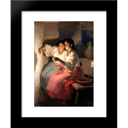 Yuletide fortune tellers 20x24 Framed Art Print by Pymonenko, Mykola