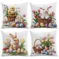 thumbnail image 1 of Yulett Easter Pillow Covers 18x18 Set of 4, Easter Bunny Floral Eggs Farmhouse Decorations Spring Holiday Decor Throw Cushion Case for Home Couch, 1 of 9