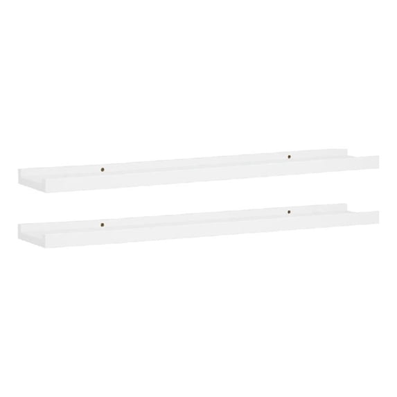 Yuli Wall Shelf Set of 2-Raised Ledge Design-Classic White 32 Inch