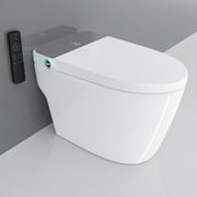 Yulika Smart Toilet with Bidet, One piece Auto Open/Close Lid Toilet with Auto-Flush, Adjustable Heated Seat,Warm Water and Dry,No water pressure limitation tank