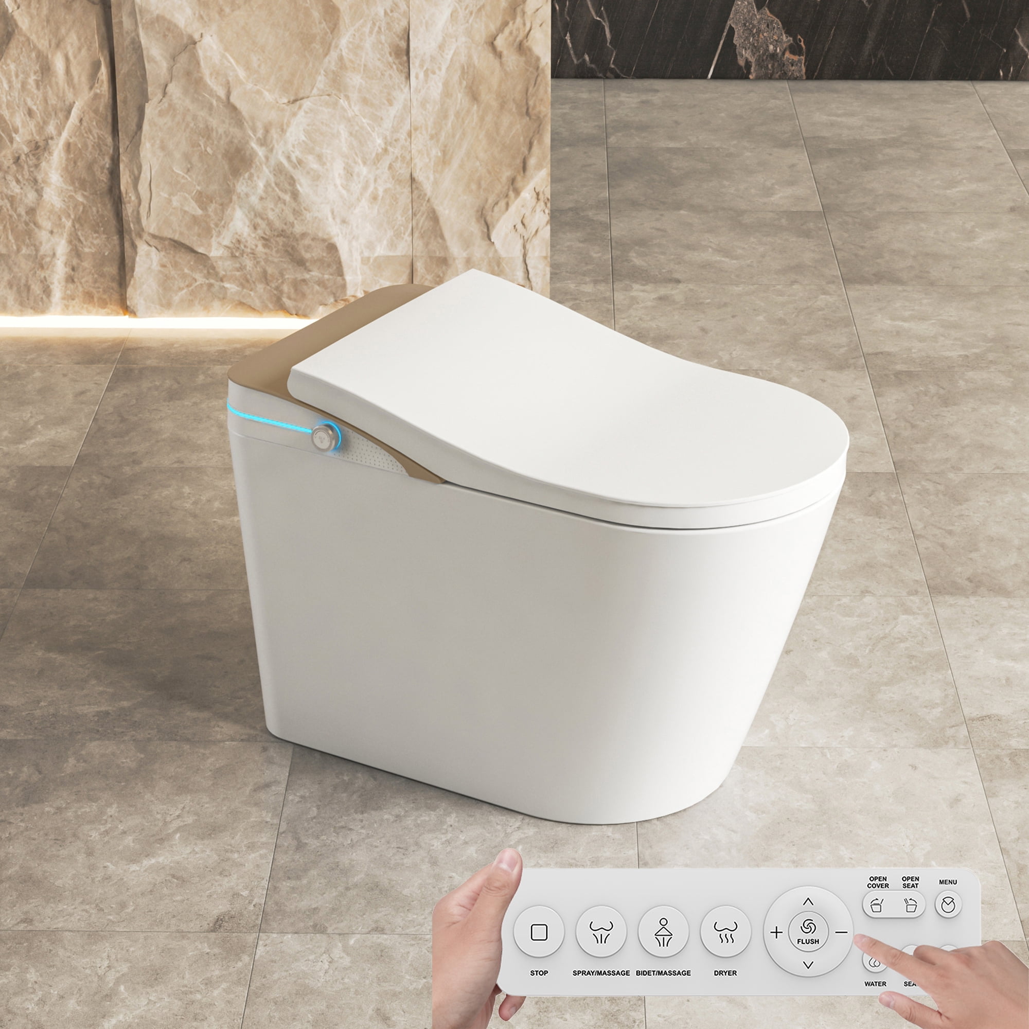 Yulika Smart Toilet, One Piece Bidet Toilet for Bathrooms, Toilet with