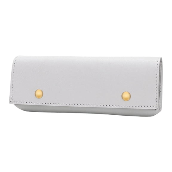 Yulin Leather portable Pencil Case with Button, Multifunctional Clamshell Buckle Stationery Box Pencil Bag, Lightweight Versatile Storage Bag for Makeup, Grey