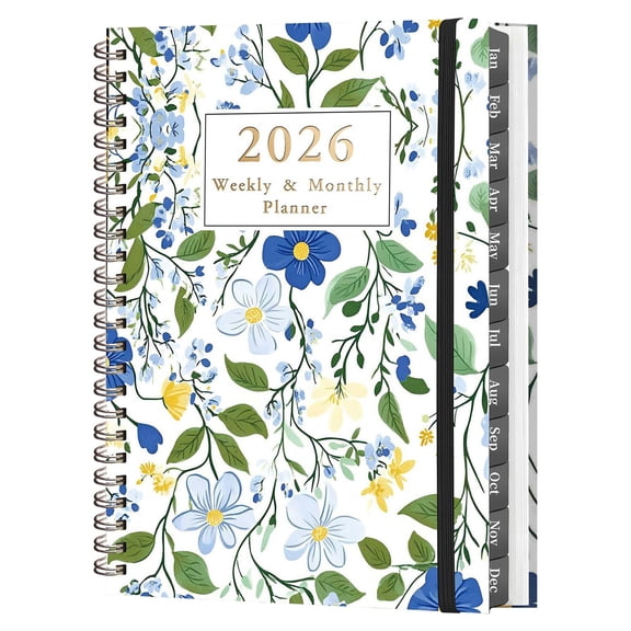 Yulin Weekly Monthly Planner 2026-2027, Spiral Schedule Planner Notebook with Unique Art Designed Cover & divide Tabs, Multifunction Journal Schedule Notebook for Study Travel Work Plan, F