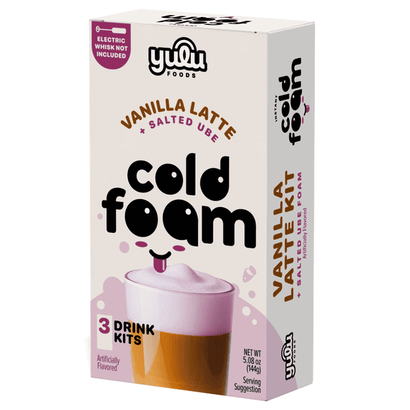 Yulu - Instant Cold Foam Latte Kit - Vanilla Latte w/ Salted Ube Cold Foam 3 SETS NET WT 5.08 oz (144g)