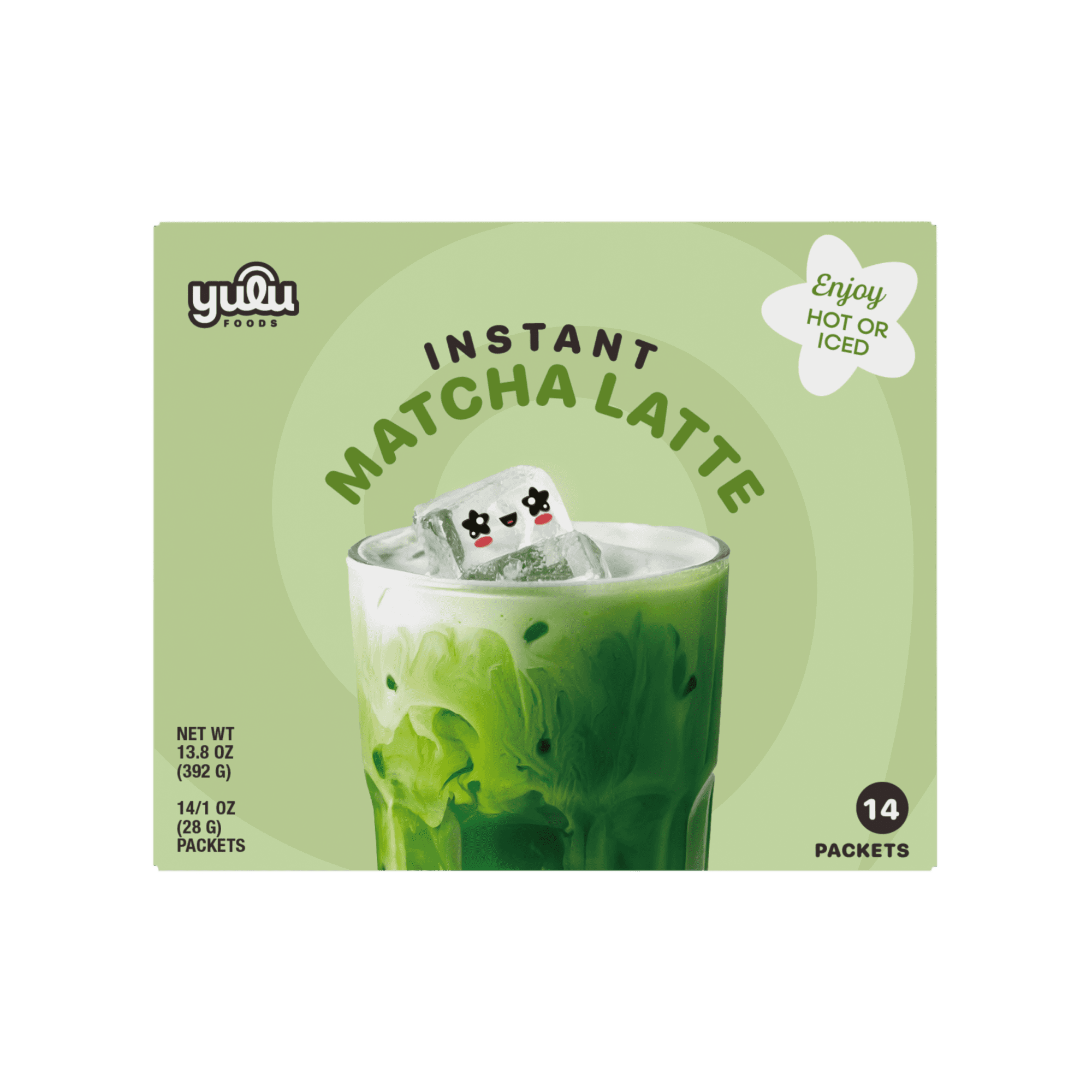Yulu Instant Matcha Latte Mix - 14 Servings NET Wt 13.82 oz (392g)