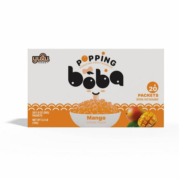 Yulu Popping Boba Pearls - Mango 20pk - Net Wt 2.2lb (1kg)