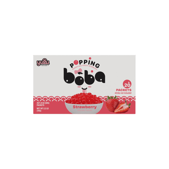 Yulu Popping Boba Pearls - Strawberry 20pk - Net Wt 2.2lb (1kg)