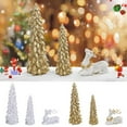 thumbnail image 1 of Yulucky A Deer Set 3Pcs Resin Christmas Tree and Reindeer Decoration Set 3 Piece Winter Snowflake Figurines Gold 4.5x3.9inch,Home Decor, 1 of 7