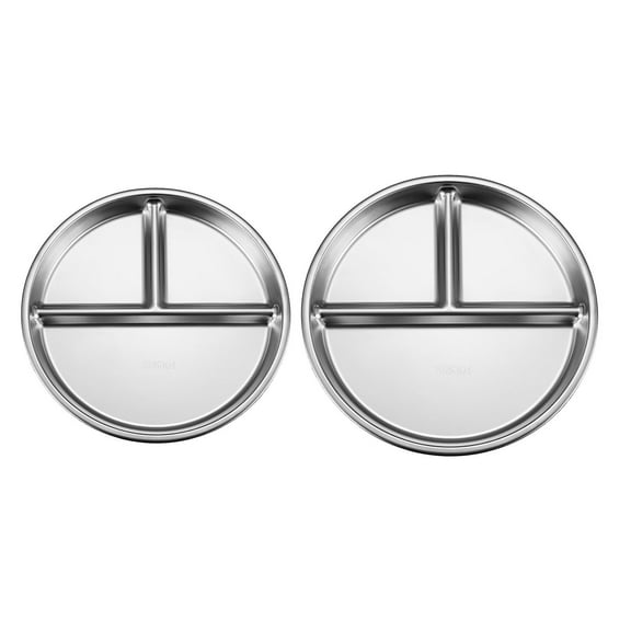 Yulucky Dinner Plate,20cm 304 Stainless Steel Divided Dinner Plate with Multiple Compartments for Kids and Adults - Dishwasher Safe,Kitchen