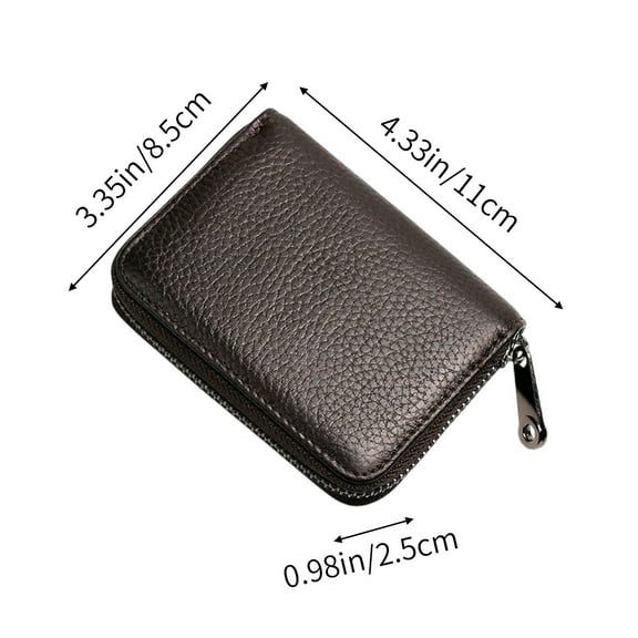 Yulucky Faux Leather Ca Rd Holder,Thin Card Holder Wallet for Men & Women-4.33x3.35x0.98 Inches-1 PC Artificial Leather ID Credit Card Purse with Zipper