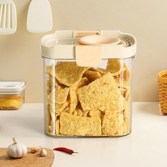 Yulucky Foods Storage Sealed Jar,Airtight Food Storage Container for Cereals Grains Rice & Pasta-1.5L Clear Plastic Jar with Double Seal BPA-Free ABS/PET
