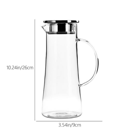 Yulucky Glass Cold Water Jug,1.5L Glass Pitcher with Infuser - Borosilicate Iced Tea Dispenser & Water Bottle - 10.24 Inch Height - Explosion-Proof Cold