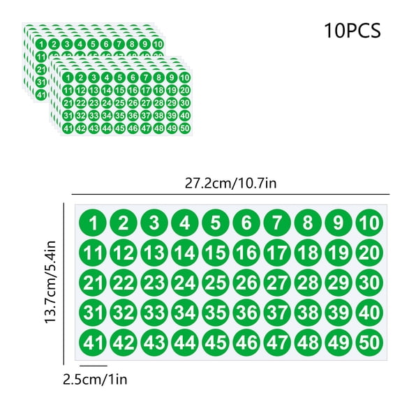 Yulucky Paper Stickers,1 Inch 1-50 Number Combination Stickers-10 Sheets for Mailbox Laptop Gift Tags Scrapbooks-Self-Adhesive Paper Labels