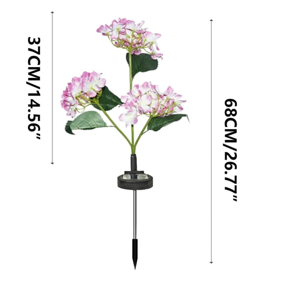 Yulucky Peony Lantern,Solar Powered 3 Head LED Flower Lamp for Outdoor Decoration with IP65 Waterproof 8-12 Hour Runtime,Home Garden|Plastic,Pink