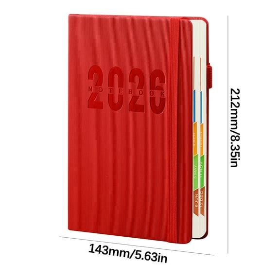Yulucky Planner Notebook,2026 Weekly & Monthly Planner-Hardcover 8.46 x 5.71 Inch-12-Month Calendar with Dotted Pages 2 Ribbon Markers Elastic Closure