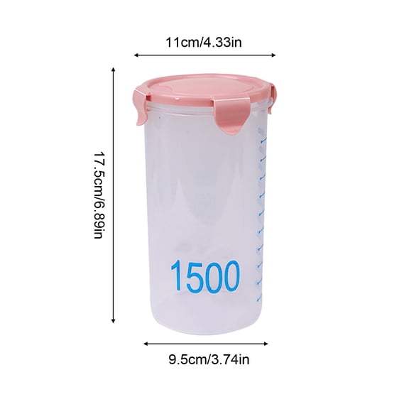 Yulucky Plasti C Storage Jar,4-Piece Round Plastic Storage Jars with Lids-3.35"4.33"5.71"6.69"Diameter-Food Safe Leakproof Stackable for Snacks Grains