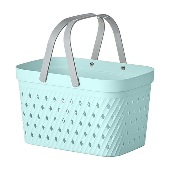Yulucky Plastic Storage Basket,Plastic Handheld Shower Basket with Drain Holes 9.44 x 5.9 x 6.29 Inches White Pink Green Bathroom Storage Organizer for