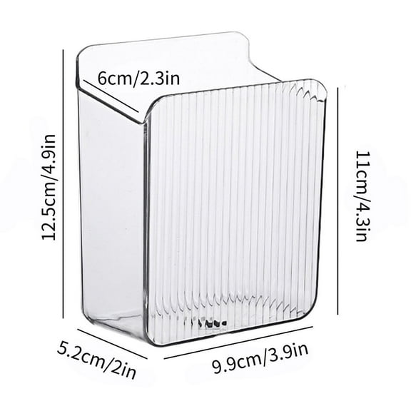 Yulucky Plastic Storage Box,Adhesive Wall Mounted Organizer for Phone Remote Control Small Items 9.9x5.2x12.5cm Clear Plastic Storage Box with Charging