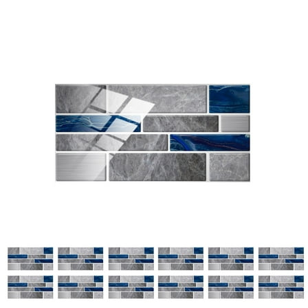 Yulucky Plastics Tile Stickers,3D Tile Stickers-12 or 24 Pack Waterproof PVC Wall Decals 20x10 cm Imitation Brick Pattern Self-Adhesive Kitchen & Bathroom