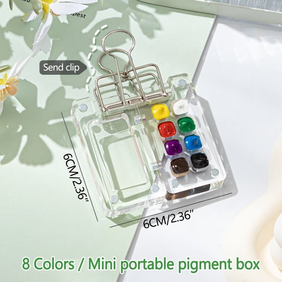 Yulucky Sketchbook Mini Watercolor Paint Box Set with 12 Pigments 8 Colors Sketchbook and Pen for Travel Art|Plastic,White