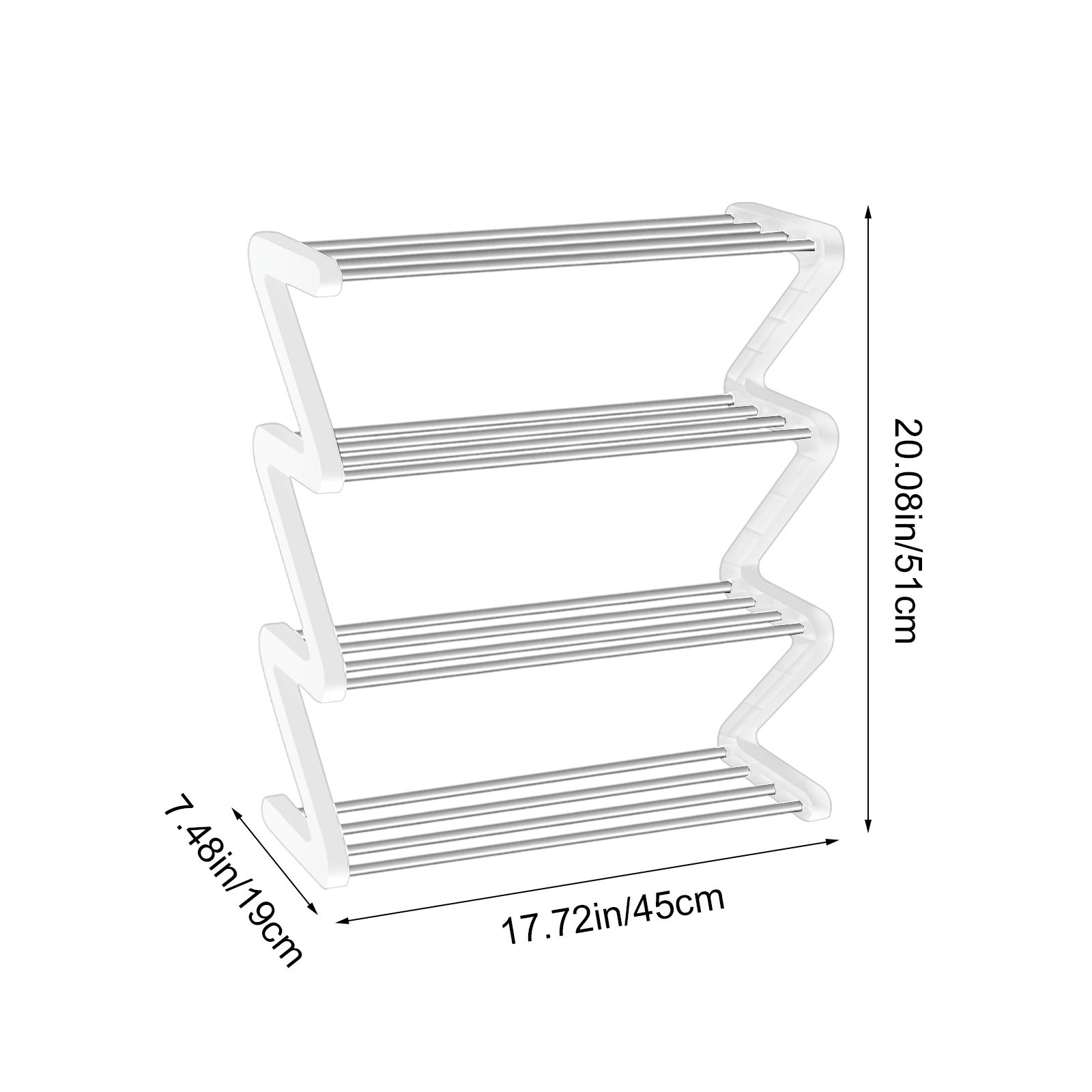 Yulucky Stainless Steel Shoe Rack Z Type Shoe Rack 4 Tier Storage ...