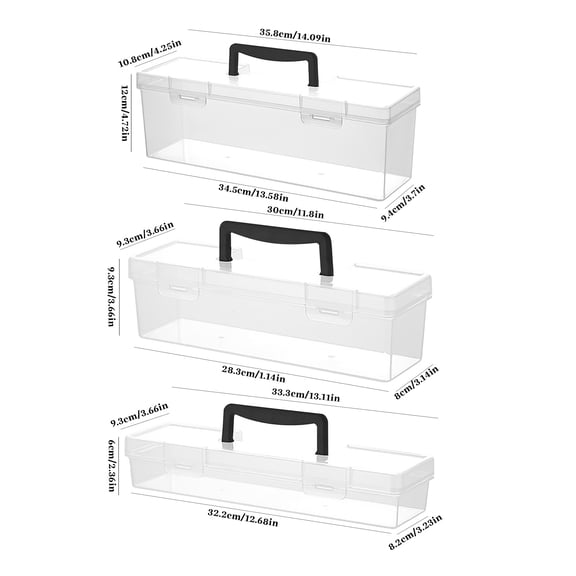 Yulucky Storage Box Transparent Portable Plastic Tool Box with Snap Lid for Screw Accessories Storage 1 Count|Plastic,Black