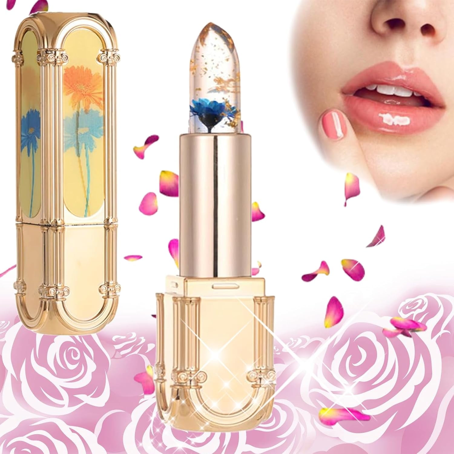 Yulyoie Flower Color Changing Lipstick, Crystal Jelly Flower Color ...